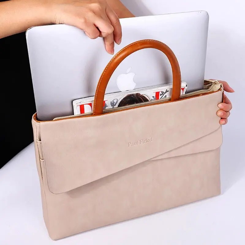 Luxurious Vegan Leather Double-Flap Laptop Bag 3