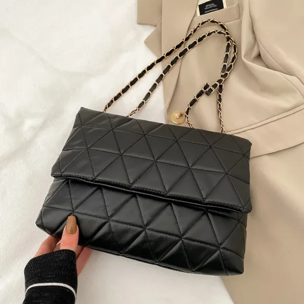 Vegan Leather Triangle Pattern Flap Bag 7