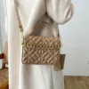 Vegan Leather Quilted Flap Bag with Chain & Purse 3