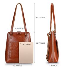 Genuine Leather Multifunction Tote Backpack 3