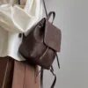 Vegan Leather Vintage Drawstring Backpack 1