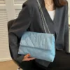 Canvas Stylish Denim Quilt Flap Bag 4