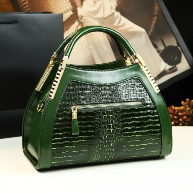 Genuine Leather Crocodile Envy Top Handle Bag 3