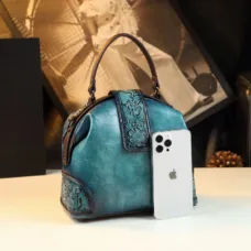 Genuine Leather Vintage Beauty Bucket Bag 5