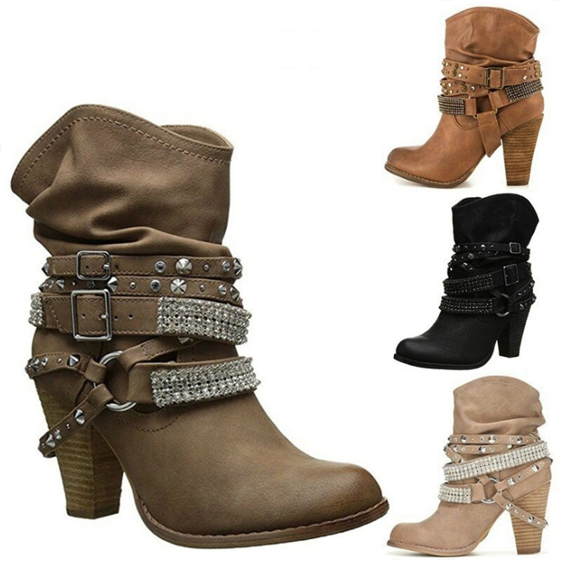 Suede Leather Buckle Ankle Boots - multiple colours