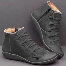 Vintage Punk Style Cross Strap Vegan Leather Ankle Boots 5
