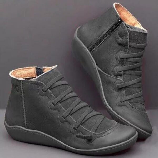 Vintage Punk Style Cross Strap Vegan Leather Ankle Boots 5