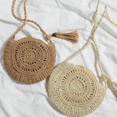 Straw Handcrafted Spiral Sling Bag 1