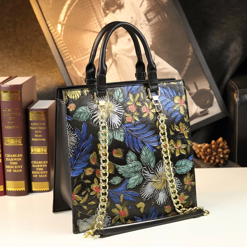 Genuine Leather Enchanted Bloom Tote 1