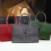 Genuine Leather Glossy Gator-Texture Tote 3