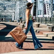 Vegan Leather Travel Duffle Bag with Shoe Pouch (C) 6