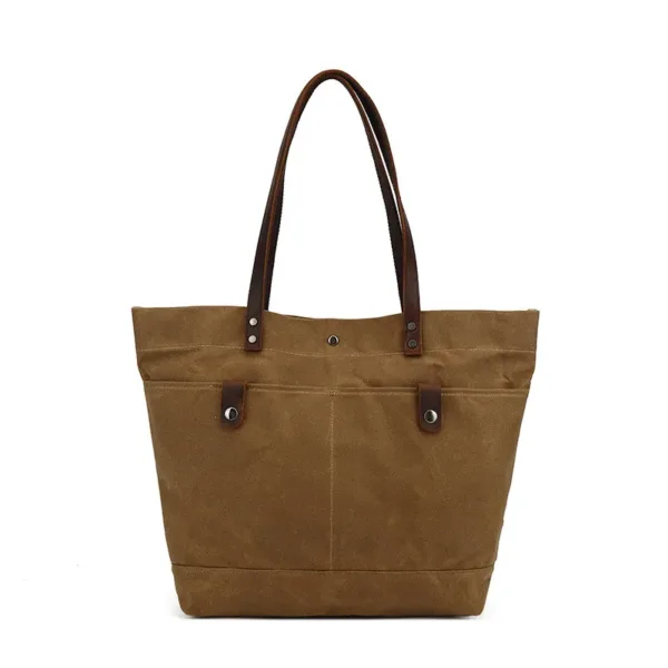 Full Grain Leather & Waxed Canvas Rustic Tote 2