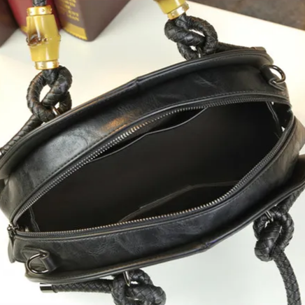 Genuine Leather Petal Bloom Top Handle Bag 6