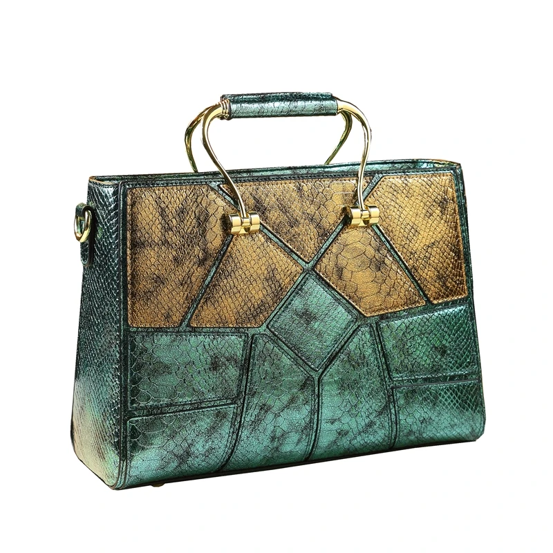 Genuine Leather Mosaic Reptile Tote 5