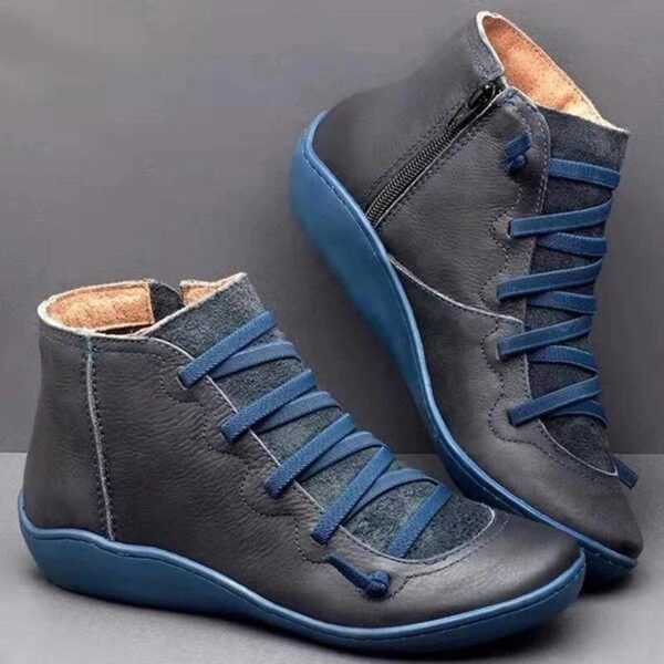 Vintage Punk Style Cross Strap Vegan Leather Ankle Boots 3