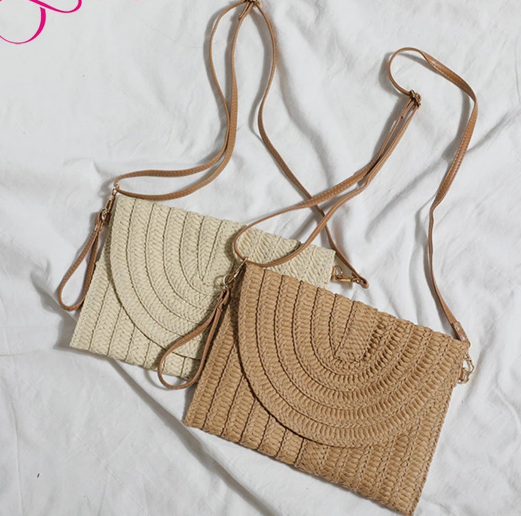 Straw Vibrant Knit Envelope Bag 3