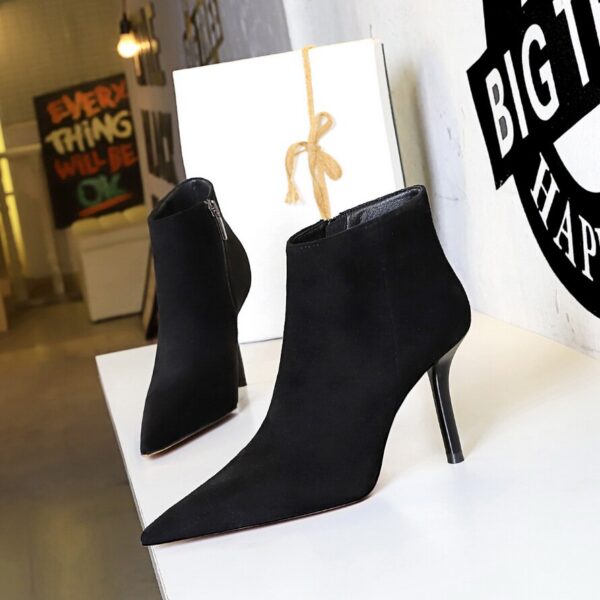 Vegan Leather & Suede Flock Fur High Heel Ankle Boots 3
