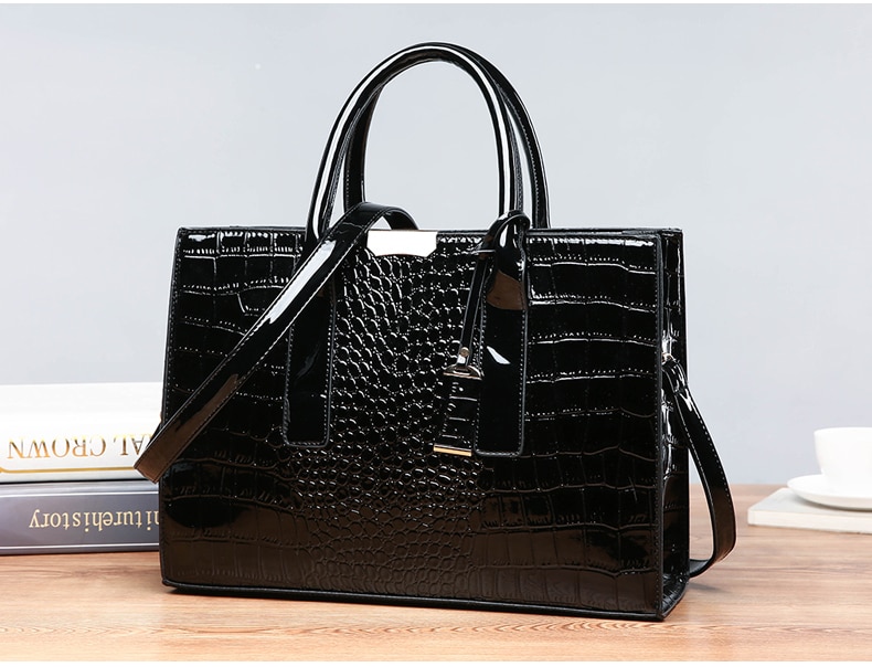 KoKo Royale • Crocodile Pattern PU Leather Lady’s Crossbody Tote Bag