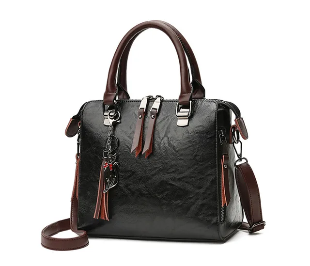 Vegan Leather Cat & Tassel Tote 7