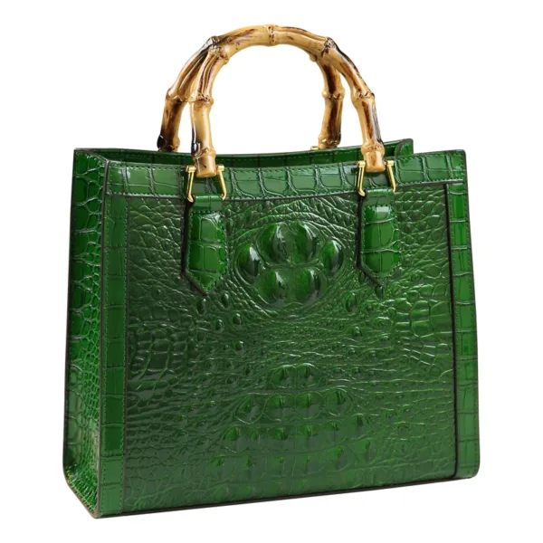 Genuine Leather Croc-Embossed Top-Handle Bag 5