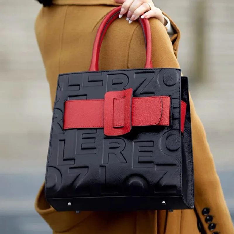 Genuine Leather Alphabet Aura Tote 6