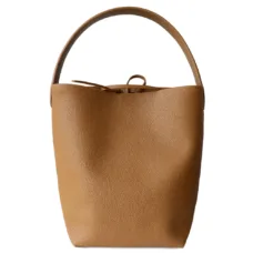 Genuine Leather Open-Top Carryall Bucket Bag 9