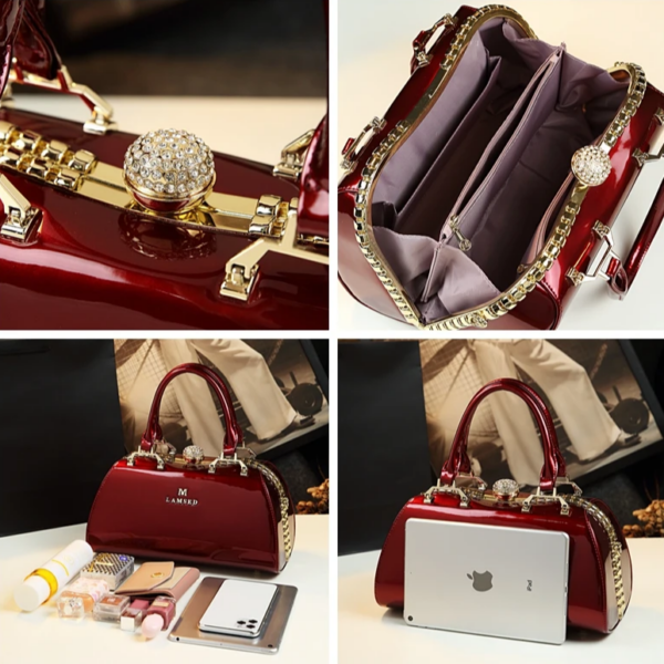 Genuine Leather Gilded Glamour Frame Bag 4