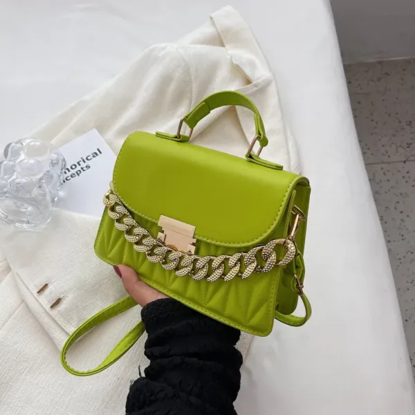 Vegan Leather Stylish Chain Flap Bag 9