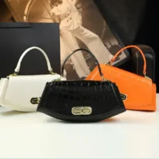 Genuine Leather Crocodile-Texture Top-Handle Bag 5