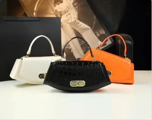 Genuine Leather Crocodile-Texture Top-Handle Bag 5