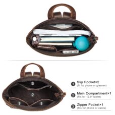 Genuine Leather Backpack Purse Vintage Schoolbag with Luggage Sleeve 2