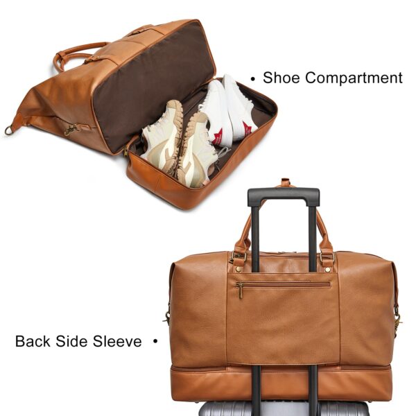 Vegan Leather Travel Duffle Bag with Shoe Pouch (C) 5