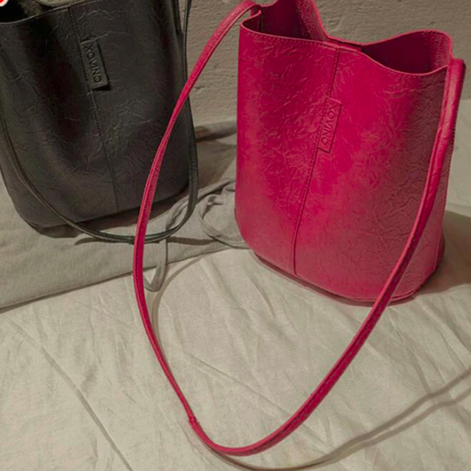 Vegan Leather Understated Style Bucket Bag 3