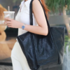 Genuine Leather Front Open Pocket Tote 4