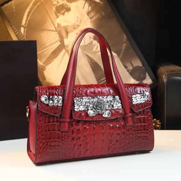 Genuine Leather Glamorous Gemstone Flap Bag 3