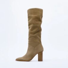 Genuine Leather Knee-high Pointed Toe High Heel Boots for Winter 1