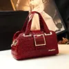 Genuine Leather Flower Lace Top Handle Bag 1