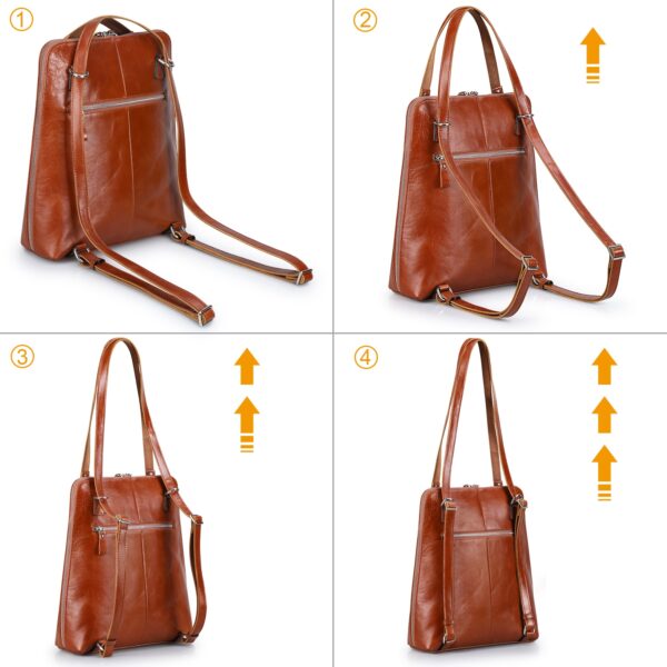 Genuine Leather Multifunction Tote Backpack 2