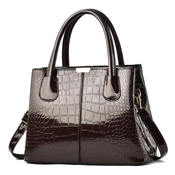 Vegan Leather Glossy Gator Skin Embossed Tote 9