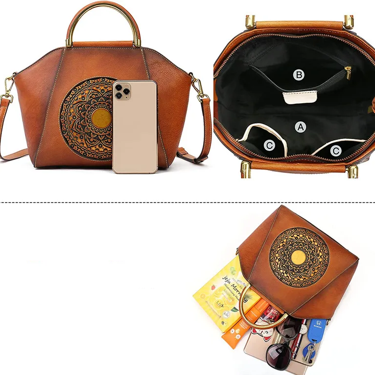 Genuine Leather Ornate Circular Doctor Bag 4