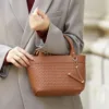 Genuine Leather Woven Top-Handle Tote 6