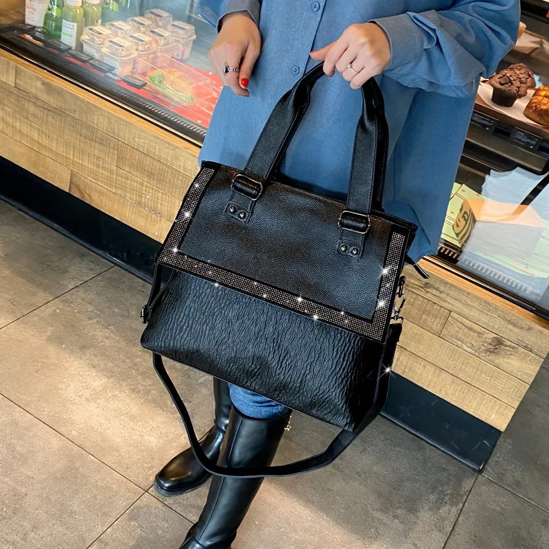 Genuine Leather Modernist Black Flap Bag 1
