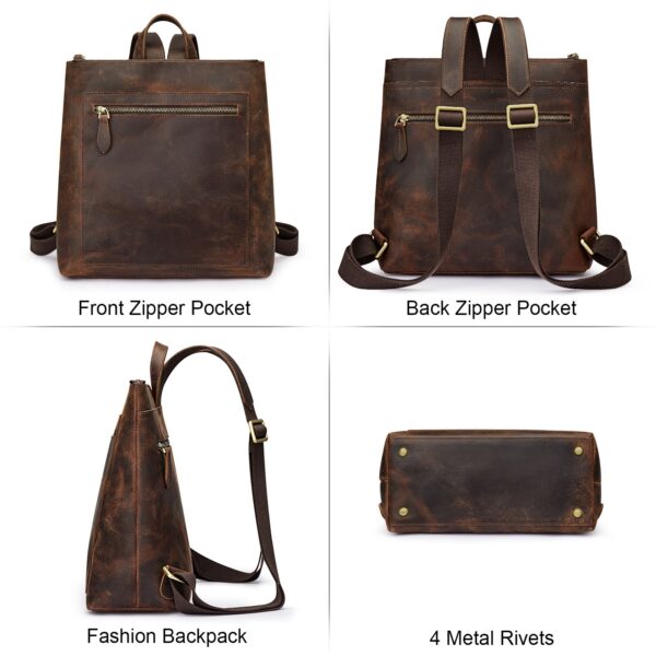 Genuine Leather Backpack Purse Vintage Schoolbag with Luggage Sleeve 5