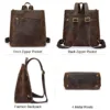 Genuine Leather Backpack Purse Vintage Schoolbag with Luggage Sleeve 5