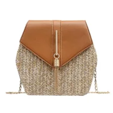 Straw Elegance in Weave Flap Bag 48