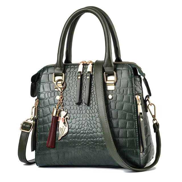 Vegan Leather Crocodile Pattern Tote 8