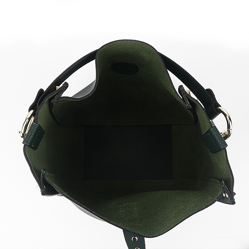 Luxurious Genuine Leather Rivet Bucket Bag for Women 4