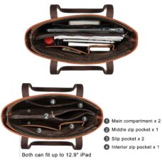 Genuine Leather Medium Tote Bag with Front Pocket 2
