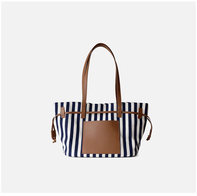 Canvas Large Capacity Striped Tote 4