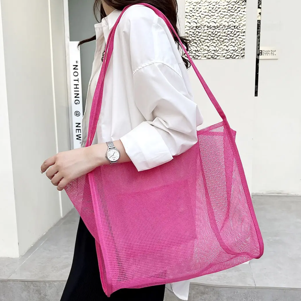 Canvas Mesh Hollow Out Tote 1